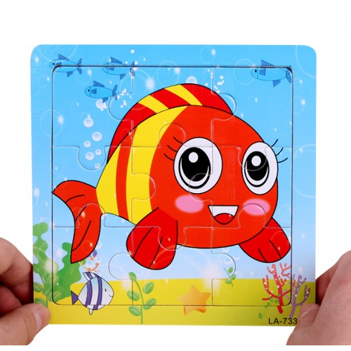 EVERY FAMILY - 24 Styles Wooden Kids Jigsaw Puzzles Toys With Animals The Fish